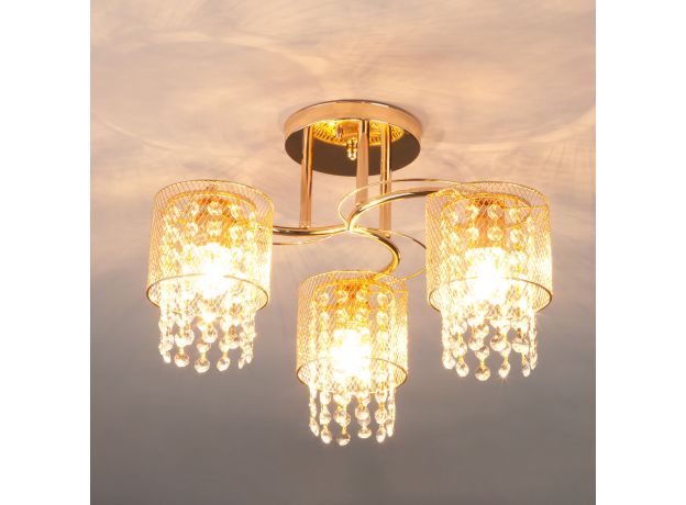 Потолочный светильник с металлическими плафонами и хрусталем 30137/3 золото