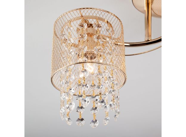 Потолочный светильник с металлическими плафонами и хрусталем 30137/3 золото