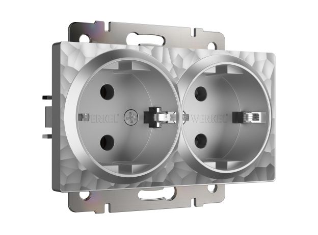 Розетка двойная с заземлением (Hammaer серебряный) W1272006
