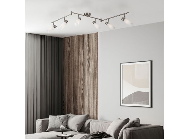 Светильник потолочный с белыми плафонами 20043/6 сатин-никель