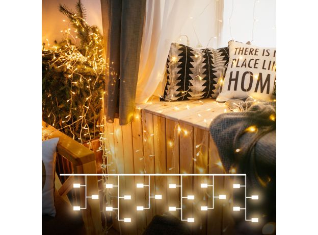 Светодиодная гирлянда занавес теплый белый 1,5*1м IP20 200-001 теплый белый