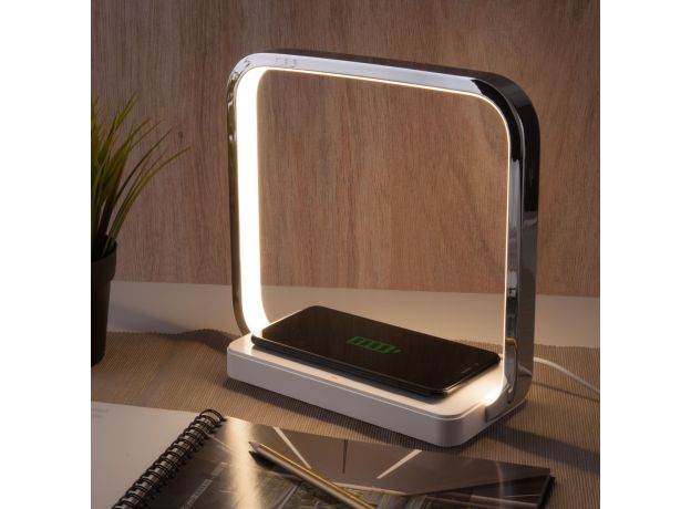 Светодиодная настольная лампа с беспроводной зарядкой QI 80502/1 хром