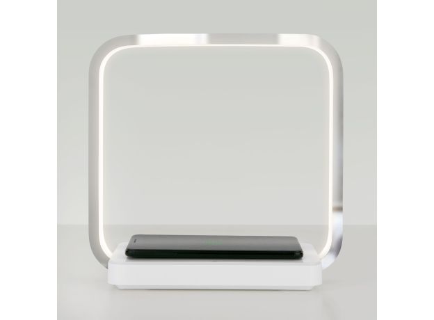 Светодиодная настольная лампа с беспроводной зарядкой QI 80502/1 хром