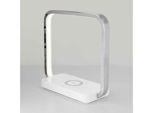 Светодиодная настольная лампа с беспроводной зарядкой QI 80502/1 хром