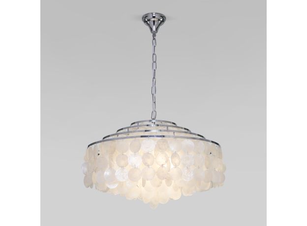 Умная люстра с перламутром 3535/6 хром / перламутр