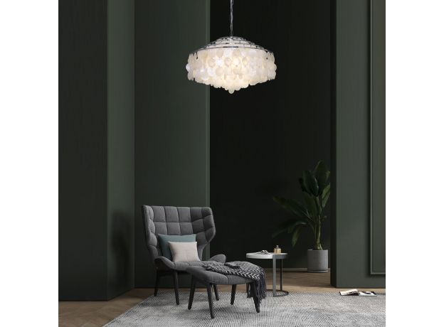 Умная люстра с перламутром 3535/6 хром / перламутр