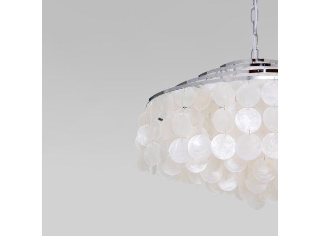 Умная люстра с перламутром 3535/6 хром / перламутр