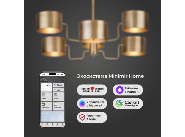 Умная потолочная люстра в стиле лофт 293/6