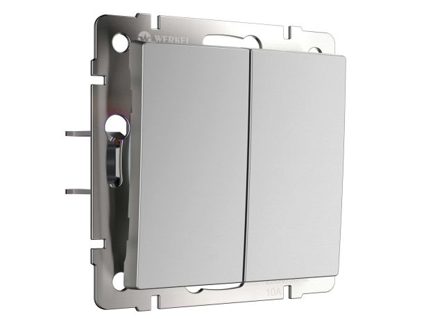 Выключатель двухклавишный с самовозвратом серебряный W1122406