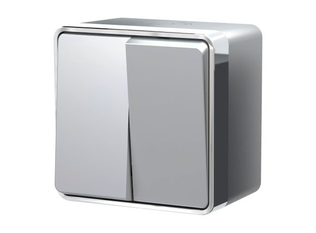 Выключатель двухклавишный влагозащищенный Gallant серебряный W5020206