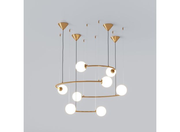 Подвесной светильник со стеклянными плафонами 359/8 латунь