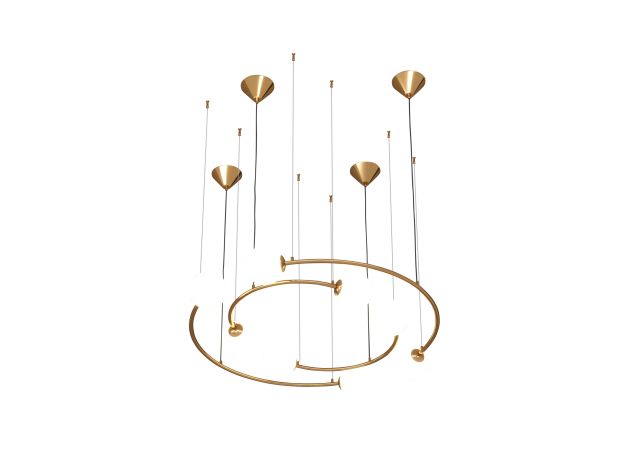 Подвесной светильник со стеклянными плафонами 359/8 латунь