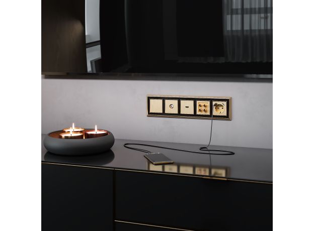 W1196010/ Накладка для розетки HDMI (шампань рифленый) W1196010