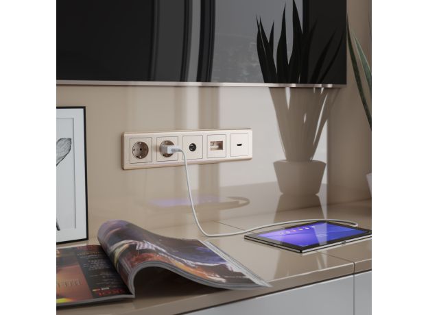 W1196010/ Накладка для розетки HDMI (шампань рифленый) W1196010