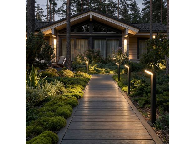 Ландшафтный уличный светильник Sensor 3000K Чёрный IP54 1542 TECHNO LED черный