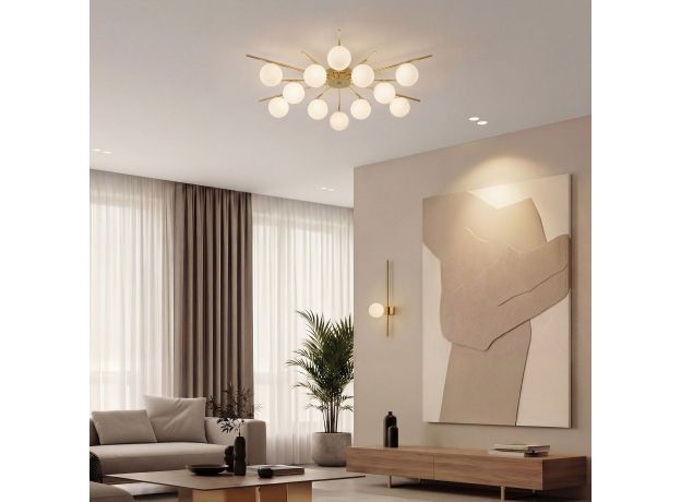 Умный потолочный светильник со стеклянными плафонами под лампочку G9 302001/12 латунь Smart