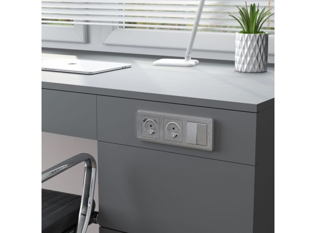 W1120009/ Выключатель двухклавишный (cеребряный рифленый) W1120009