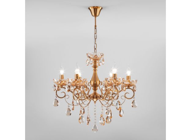 Подвесная хрустальная люстра 10109/6 бронза/тонированный хрусталь Strotskis