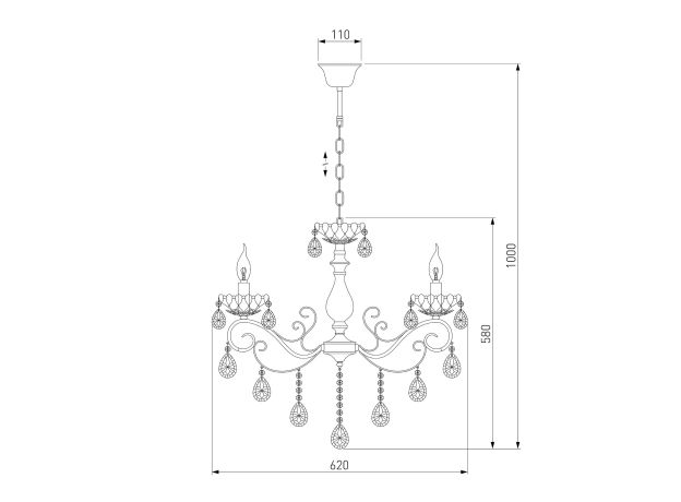 Подвесная хрустальная люстра 10109/6 бронза/тонированный хрусталь Strotskis
