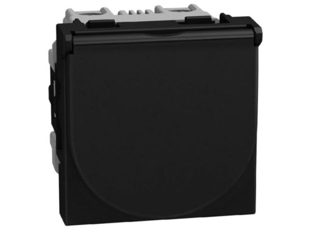 Bticino Light Now - розетка с крышкой 2К+З, цвет черный - YD4141P