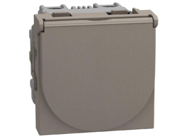 Bticino Light Now - розетка с крышкой 2К+З, цвет камень - YG4141P