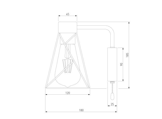 Настенный светильник 70107/1 черный/латунь