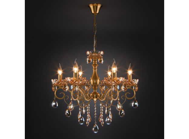 Подвесная хрустальная люстра 10109/6 бронза/тонированный хрусталь Strotskis