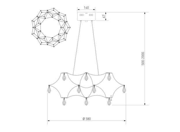Подвесная светодиодная люстра с пультом управления 90401 LED