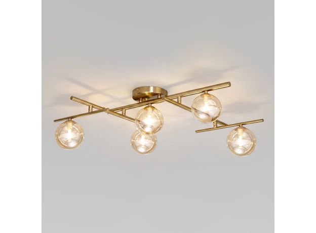 Потолочный светильник со стеклянными плафонами 502001/5 латунь