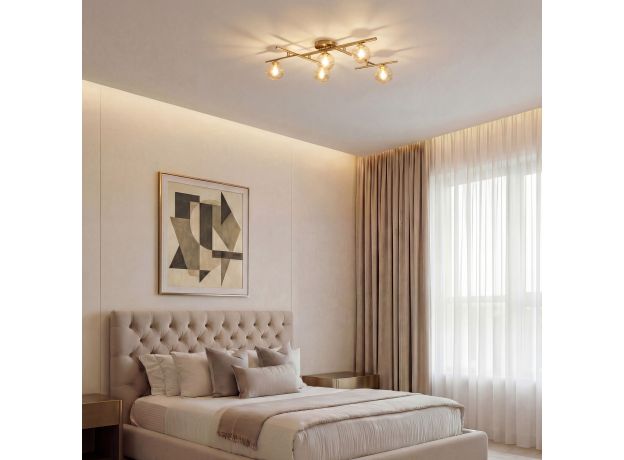 Потолочный светильник со стеклянными плафонами 502001/5 латунь