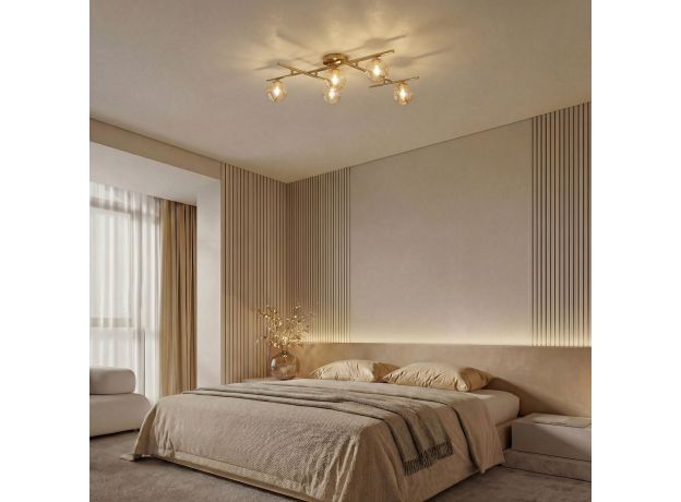 Потолочный светильник со стеклянными плафонами 502001/5 латунь