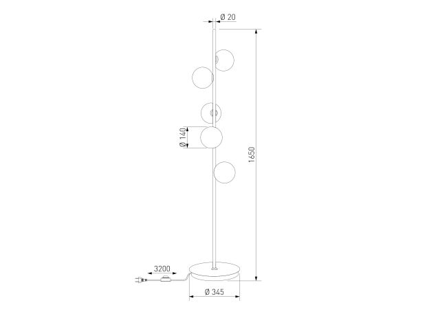 Торшер со стеклянными плафонами ручной работы 1_101/5