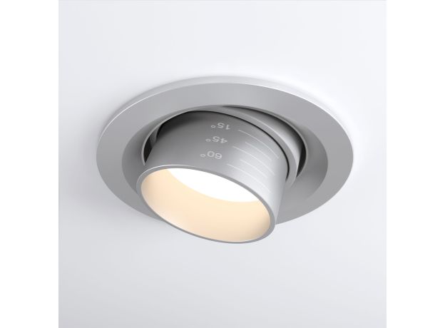 Встраиваемый светодиодный светильник с регулировкой угла освещения 9920 LED 15W 4200K серебро