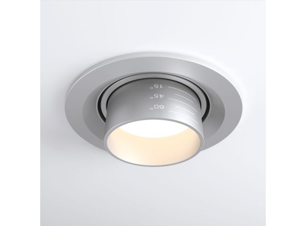 Встраиваемый светодиодный светильник с регулировкой угла освещения 9920 LED 15W 4200K серебро
