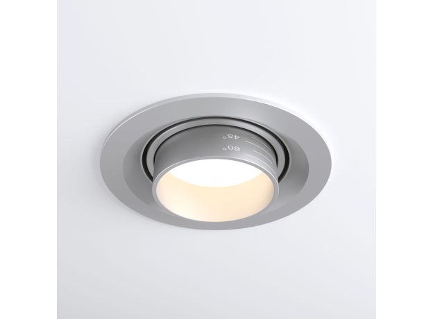 Встраиваемый светодиодный светильник с регулировкой угла освещения 9920 LED 15W 4200K серебро