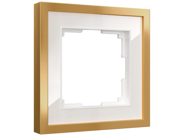 W0012853/ Рамка на 1 пост Baguette (белый/золотистая латунь) W0012853