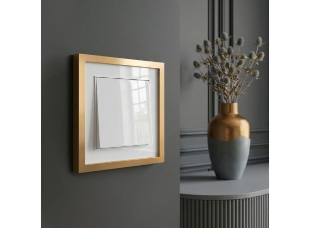 W0012853/ Рамка на 1 пост Baguette (белый/золотистая латунь) W0012853