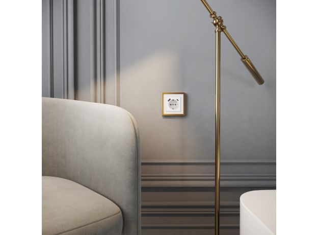 W0012853/ Рамка на 1 пост Baguette (белый/золотистая латунь) W0012853