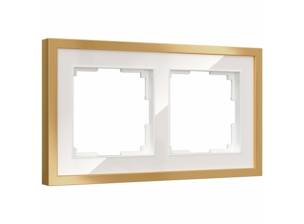W0022853/ Рамка на 2 поста Baguette (белый/золотистая латунь) W0022853