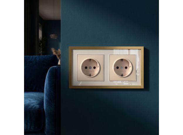 W0022853/ Рамка на 2 поста Baguette (белый/золотистая латунь) W0022853