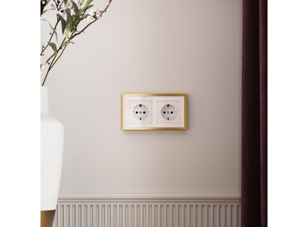 W0022853/ Рамка на 2 поста Baguette (белый/золотистая латунь) W0022853