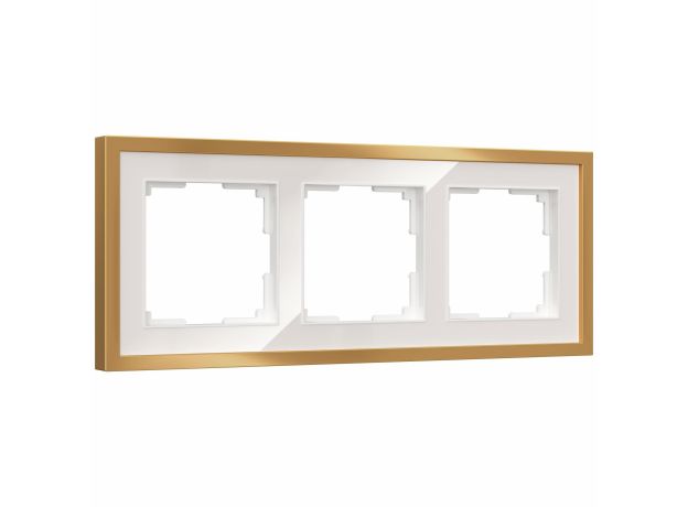 W0032853/ Рамка на 3 поста Baguette (белый/золотистая латунь) W0032853
