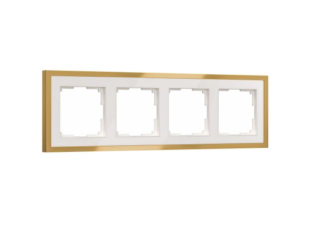 W0042853/ Рамка на 4 поста Baguette (белый/золотистая латунь) W0042853