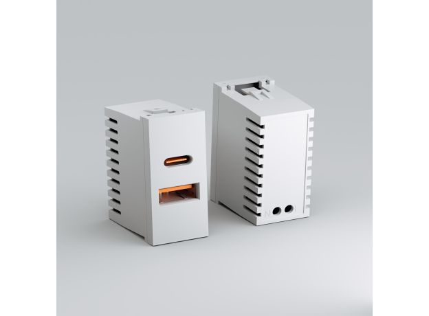 W1272701/ Модульная розетка USB тип A+C 45*22,5 (белый) W1272701