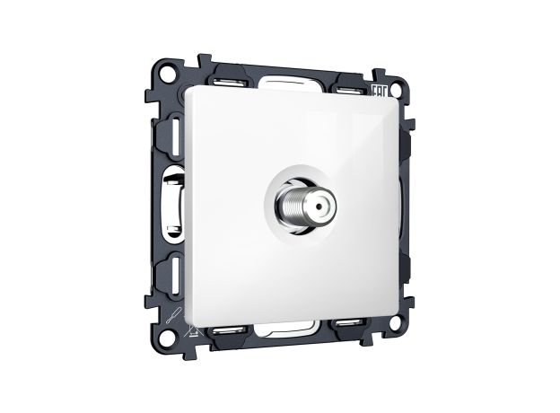 MA113050 Комплект механизма TV розетки SAT 5-2400MHz 3.5dB ALFA Белый глянец QUANT (AP1130, VM215)