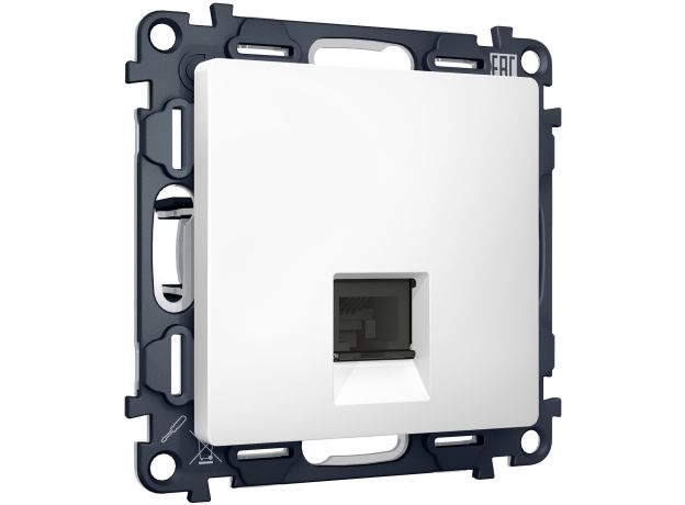 MA132005 Комплект механизма компьютерной розетки RJ-45 экранированной с автоматической защитной шторкой ALFA Белый матовый QUANT (AP1320, VM185)