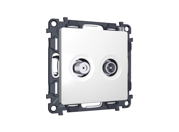 MA133310 Комплект механизма розетки TV оконечной + SAT 5-862MHz 3.5dB/950-2150MHz 3.5dB ALFA Белый матовый QUANT (AP1333, VM217)