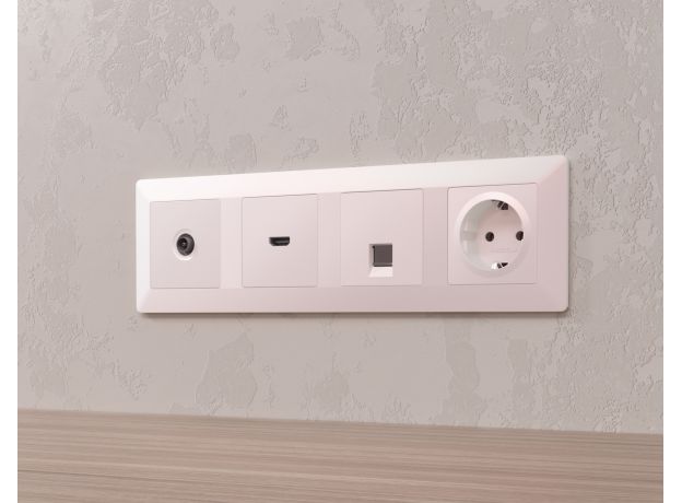 MA212005 Комплект механизма компьютерной розетки RJ-45 экранированной с автоматической защитной шторкой ALFA Жемчуг QUANT (AP2120, VM185)