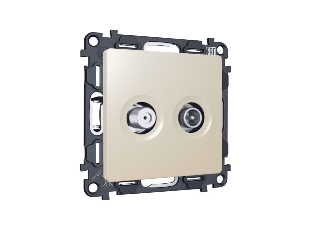 MA333310 Комплект механизма розетки TV оконечной + SAT 5-862MHz 3.5dB/950-2150MHz 3.5dB ALFA Бежевый матовый QUANT (AP3333, VM217)