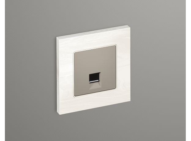 MA372010 Комплект механизма компьютерной розетки ALFA Серо-бежевый матовый RJ-45(8P8C) CAT6 с шторкой QUANT (AP3720, VM188)